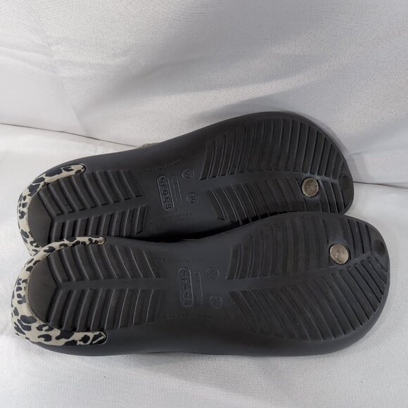 Crocs Serena Sexi Grey Cheetah Animal Print Sandals Thong Flip Flops 203218 T 10 - Picture 9 of 16
